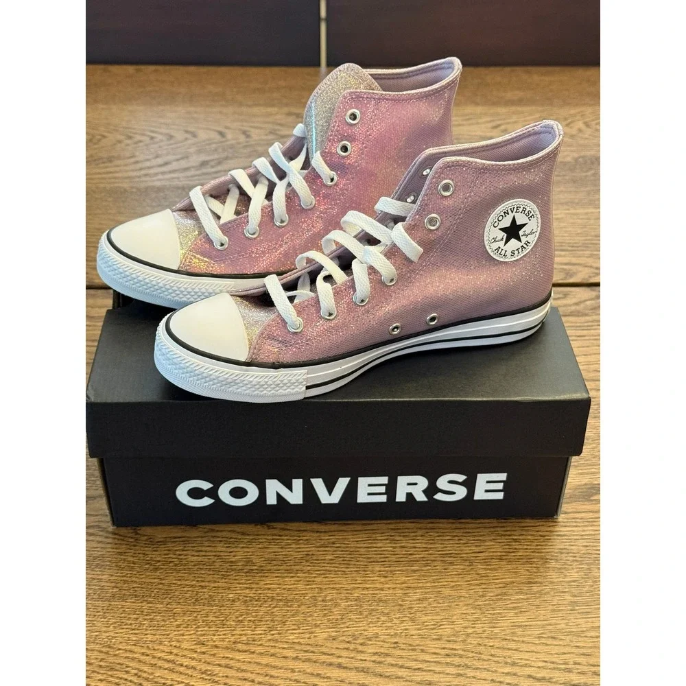 Converse Chuck Taylor All Star High Top Pink Glitter Sneakers Kids Size 6